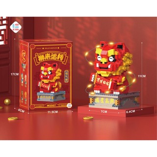 Đồ chơi lắp ghép mô hình con kỳ lân có đèn led màu đỏ