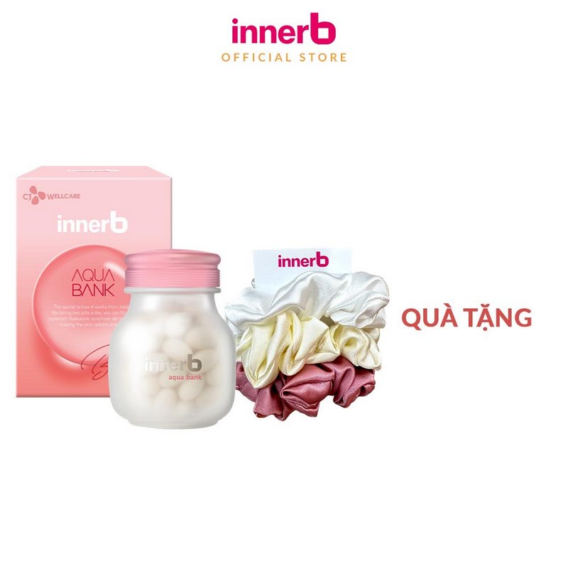 [GIFT] Cpmbo thực phẩm bảo vệ sức khỏe InnerB Aqua Bank lọ 56 viên và set cột tóc innerB