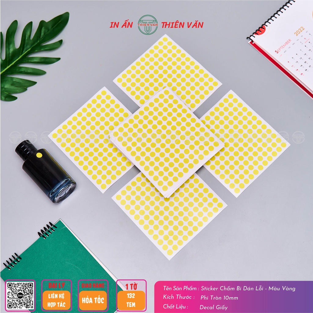 Combo 1320 Tem Tròn Chấm Bi, Tem Phân Loại, Tem Đánh Dấu 10mm  Nhiều Màu - Thiên Văn