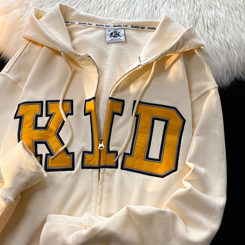 Áo Khoác Hoodie Dáng Rộng Thêu Chữ Kiểu Hàn Quốc Thời Trang Mùa Thu Cho Nữ