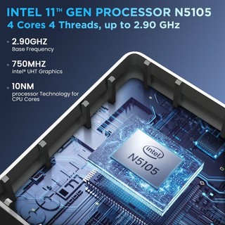 Máy tính mini Intel N5105 thế hệ thứ 11 (4core 2.9Ghz)