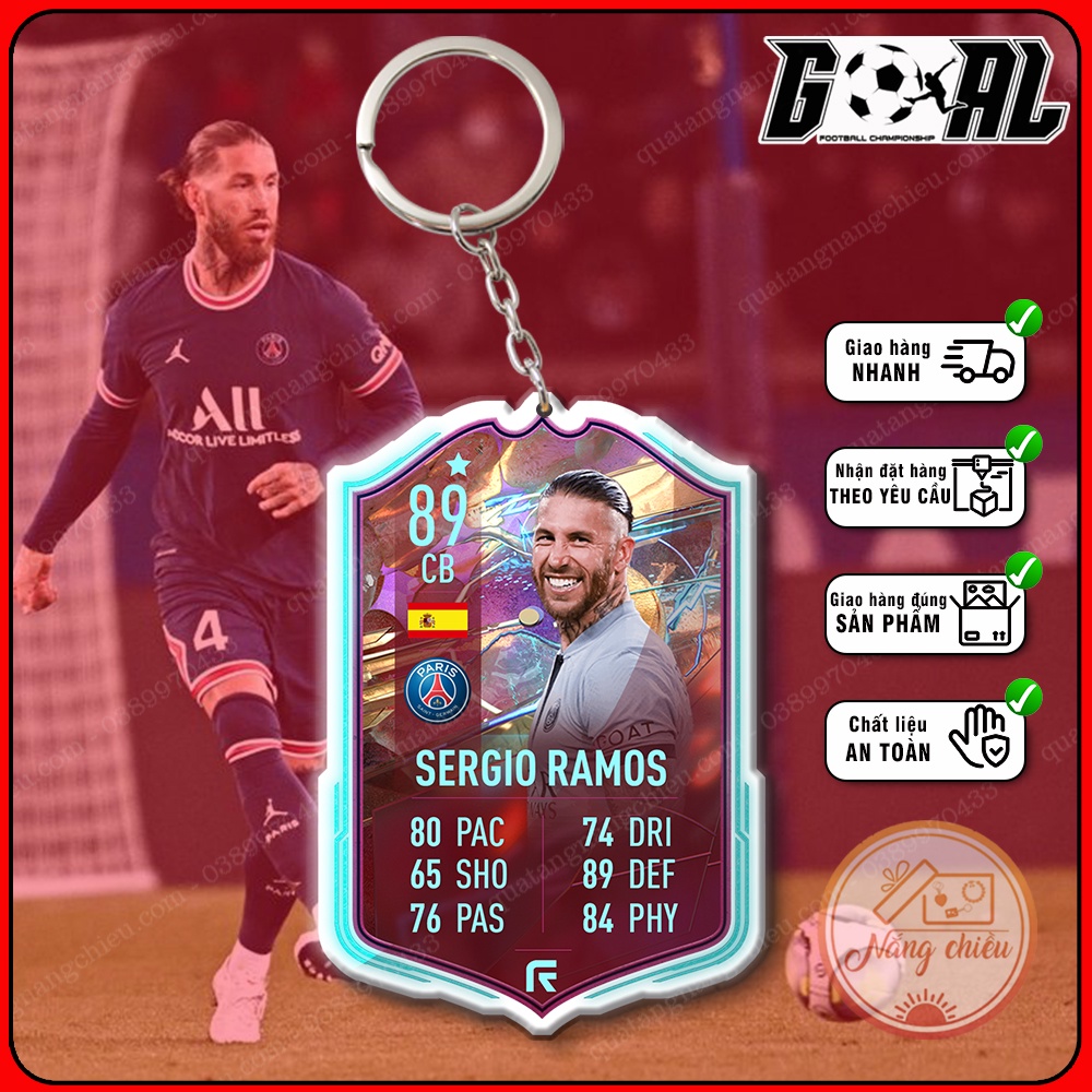 Móc khóa cao cấp cầu thủ Sergio Ramos-phụ kiện treo balo mới nhất 2023-thẻ legend bóng đá yêu thích CLB PSG[4401-4412]