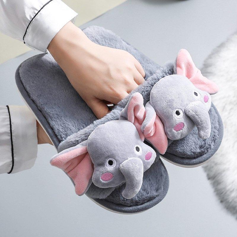 Dép lê lông hình con voi đế cao 1,5cm nhiều màu