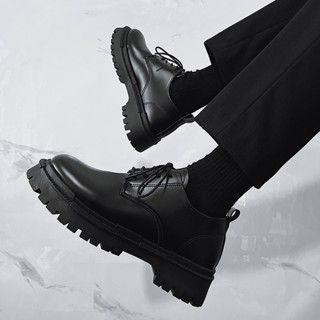 ✔️Giày nam bốt da cổ lửng buộc dây, giầy boot hàn quốc dr martens ulzzang thời trang đế tăng cao Full Box N16