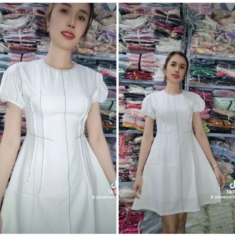 VÁY TRẮNG CỔ CAO