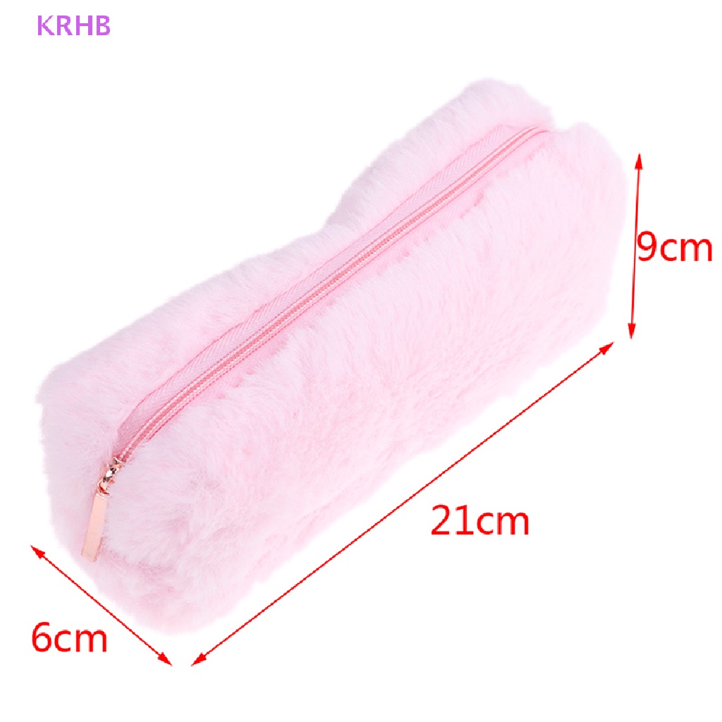 1 Túi Đựng Bút Chì / Đồ Trang Điểm Phủ Lông Xù Dễ Thương Cho Bạn Gái Mới