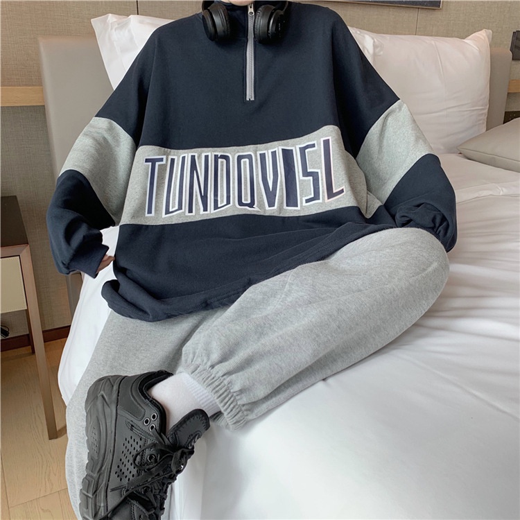 Áo sweater có khóa nỉ bông dày dặn nữ họa tiết chữ A072 tay dài bo chun phong cách trẻ trung, năng động