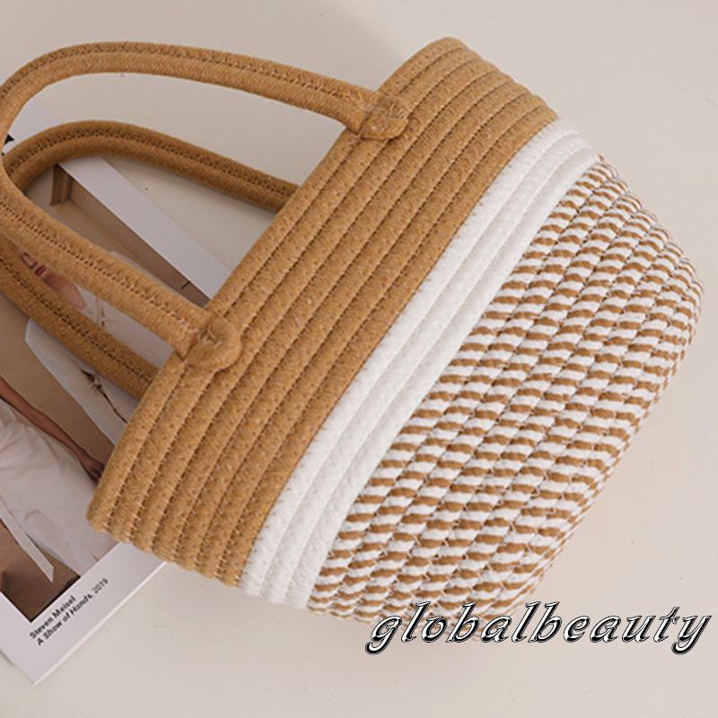 Túi Tote Dệt Màu Sắc Tương Phản Sức Chứa Lớn Có Thể Tái Sử Dụng