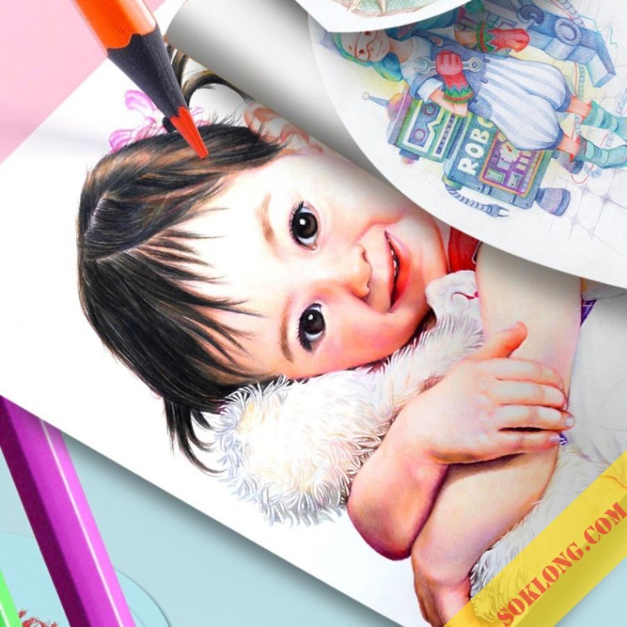 Bộ 12 bút màu vỏ gỗ, bút tô nhiều màu sắc, hộp bút chì màu cho bé