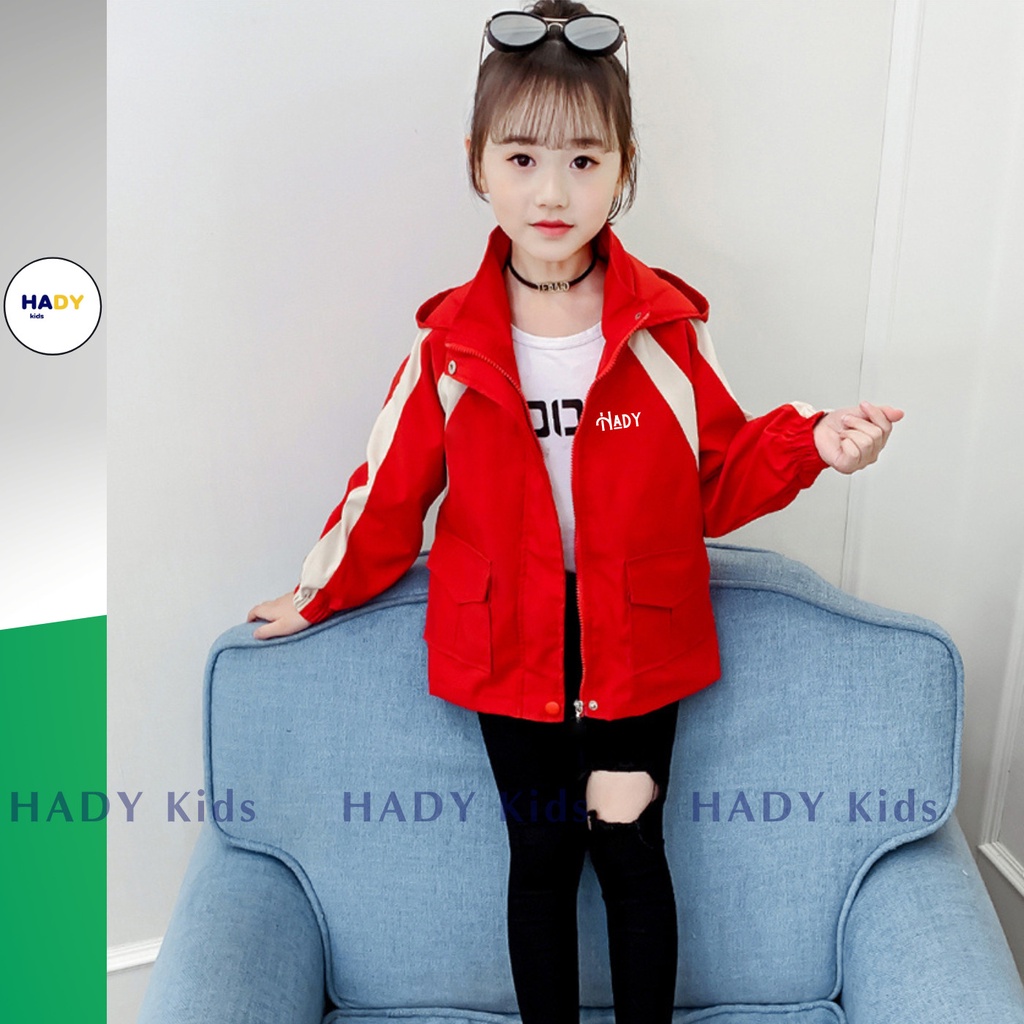 Áo khoác gió bé gái trẻ em chất dù 2 lớp in hình MÈO HAPPY 2023 13-40kg 0351 HADY Kids