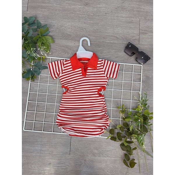 đồ bộ bé gái (8-25kg) đầm body khoét eo vải coton 4D, thun co dãn