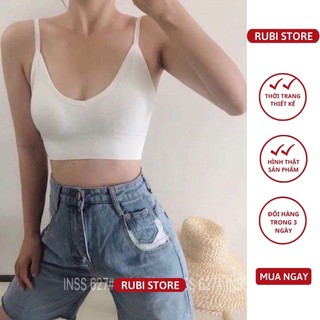Áo bra 2 dây có đệm ngực chất thun tăm co giãn mềm nhẹ LINH RUBI STORE A045