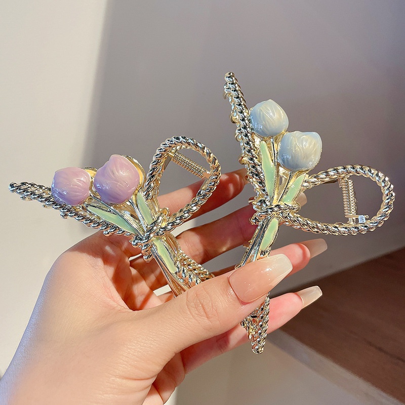 Kẹp Tóc Hình Hoa Tulip Tráng Men Thanh Lịch Cho Nữ