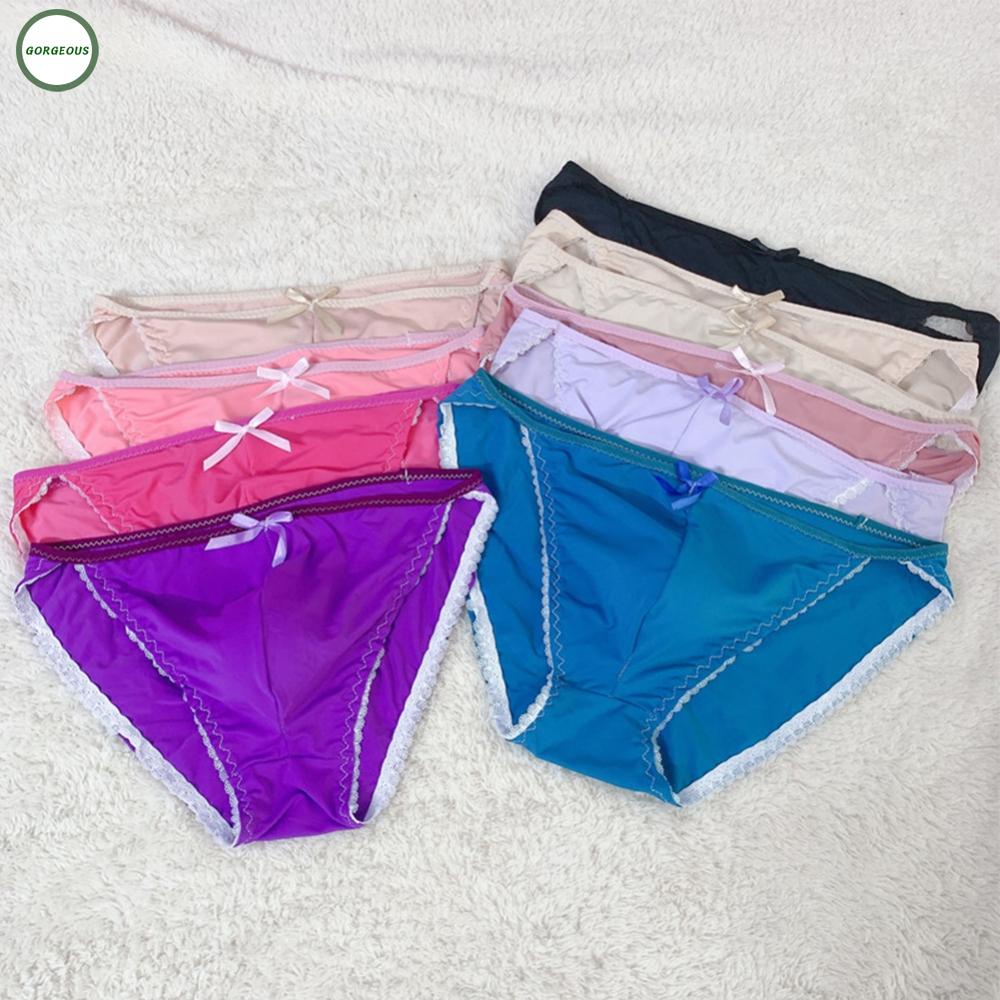 GORGEOUS~Sexy Men Ice-Silk Sheer Bulge Pouch Bikini Briefs Thong Underwear Underpants 2XL