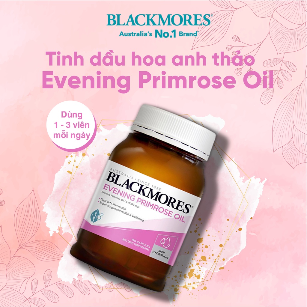 Tinh dầu hoa anh thảo Blackmores Úc 190 viên giúp điều hòa nội tiết, làm đẹp da, tóc, móng, kèm quà tặng tiện lợi