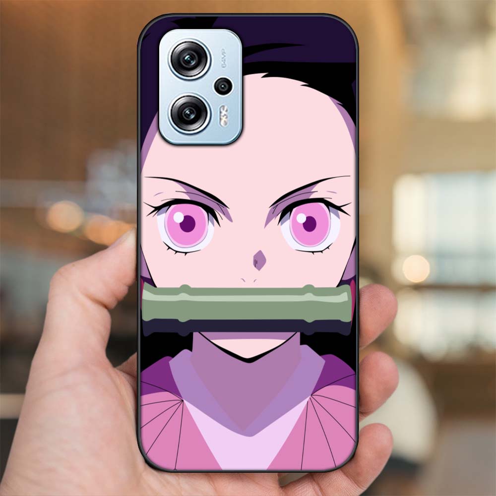 Ốp lưng Poco X4 GT viền đen in hình Nezuko Kimetsu no Yaiba