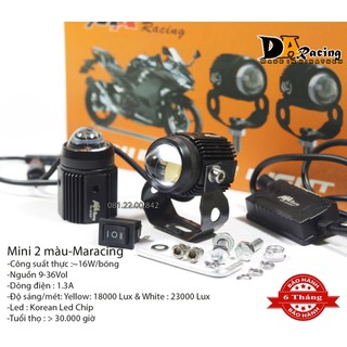 Đèn trợ sáng mini bi cầu 2 màu maracing cos vàng - pha trắng chuẩn loại 1 tụ nhôm bh 6 tháng