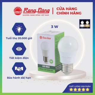Bóng đèn led bulb tròn 3w rạng đông, bub tròn siêu sáng, tiết kiệm điện, bảo hành 2 năm, model led a45n1/3w