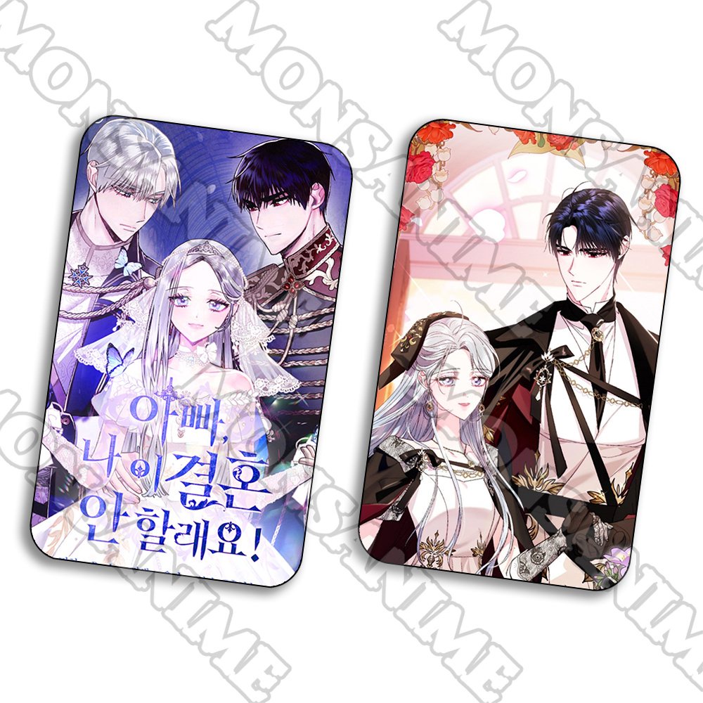 Ảnh card bo góc in hình CHA, CON KHÔNG MUỐN KẾT HÔN ver BA NGƯỜI manhua thẻ bo viền 5*8cm anime chibi