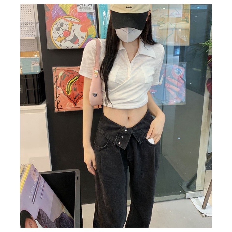 Áo Thun Crop Top Tay Ngắn Dáng Ôm Màu Trắng Thời Trang Mùa Hè Quyến Rũ Cho Nữ