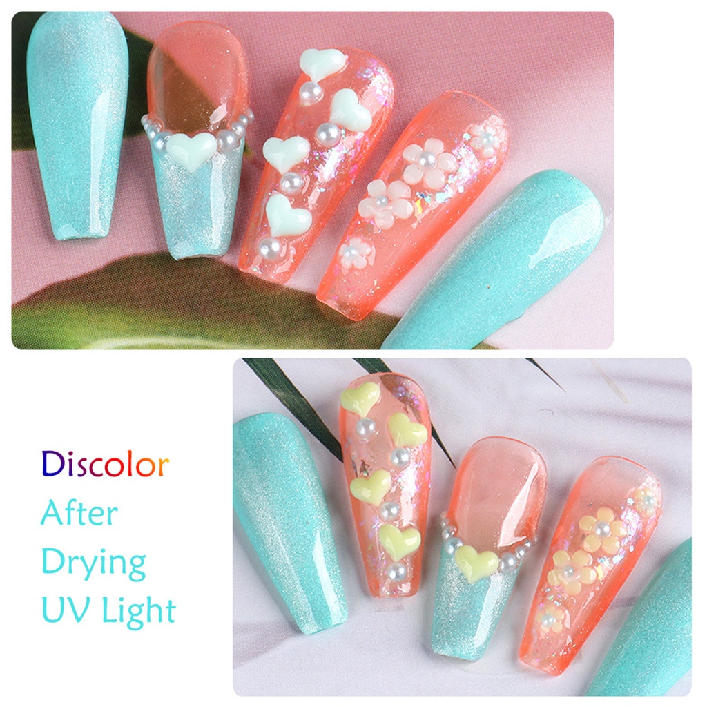 Hộp 40 Phụ Kiện Trang Trí Móng Nghệ Thuật Tạo Hiệu Ứng 3D Trái Tim Màu Trắng Hồng Charms