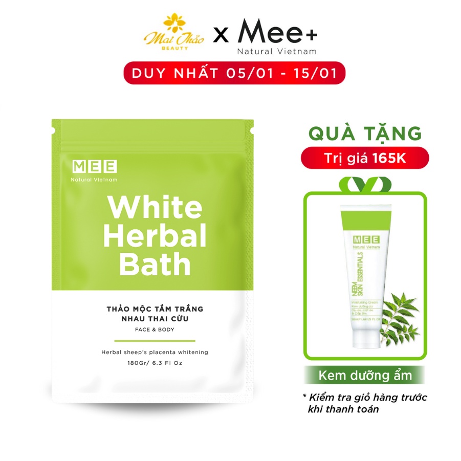 Tắm trắng x3 nhau thai cừu, dưỡng trắng da body thảo mộc Mee Natural White Herbal Bath 180g