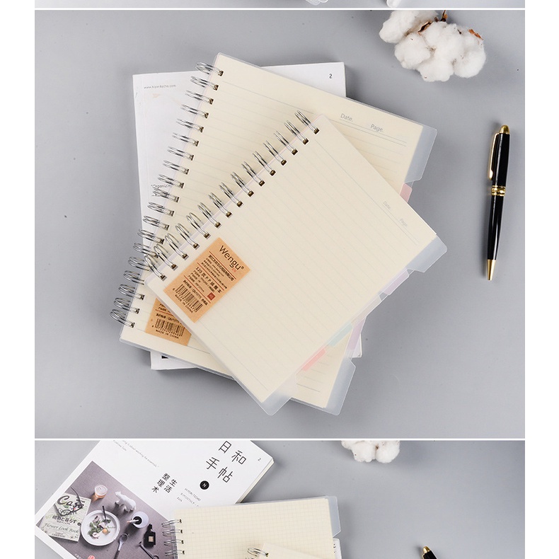 Sổ Lò Xo 120 Trang Size A5, B5 Có Bìa Cứng Phân Trang Wengu