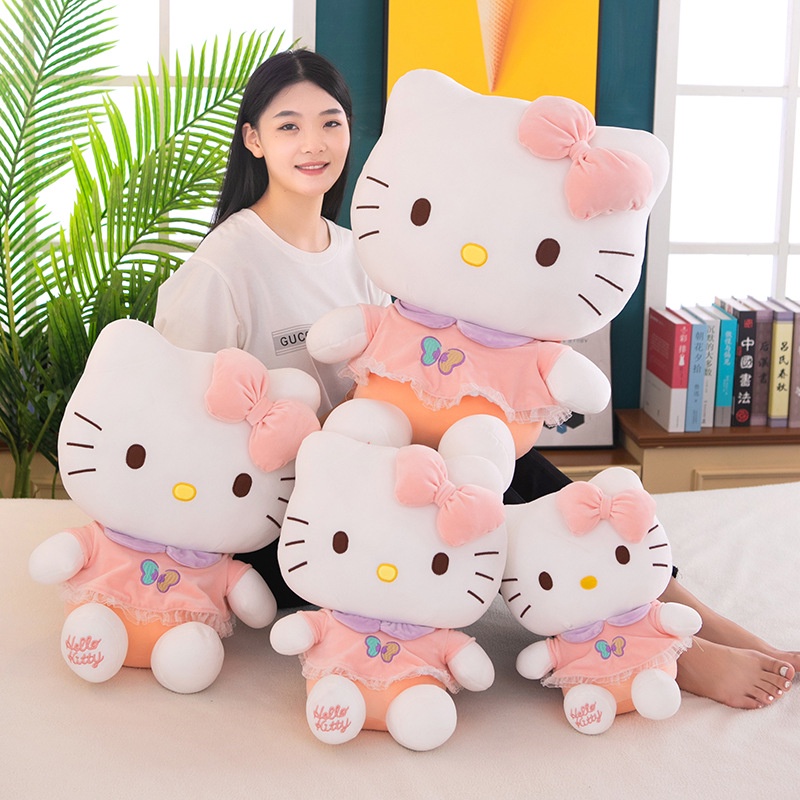 [Hàng sẵn] Gấu Bông Hello Kitty Hồng Size 40cm Mèo Bông Cao Cấp Chất Vải Mềm Mịn Không Xù Lông