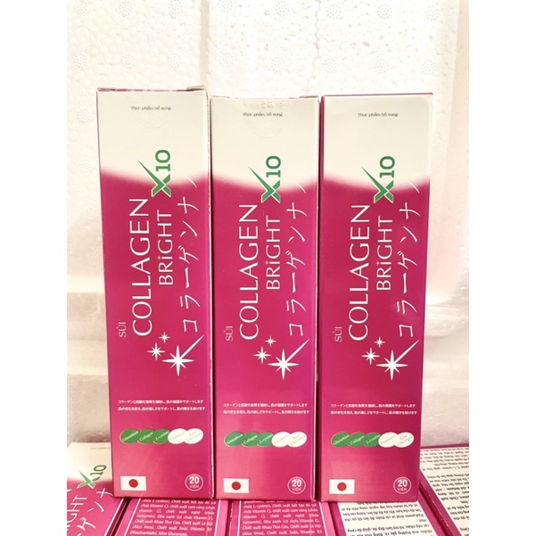 Viên Sủi Trắng Sáng Da Collagen Bright X10 Hộp 20 Viên
