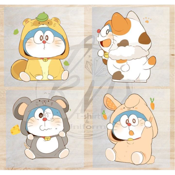 Sticker miếng dán quần áo bị rách, sticker ủi quần áo Ủi quần áo hình doremon, miếng dán quần áo rách trắng