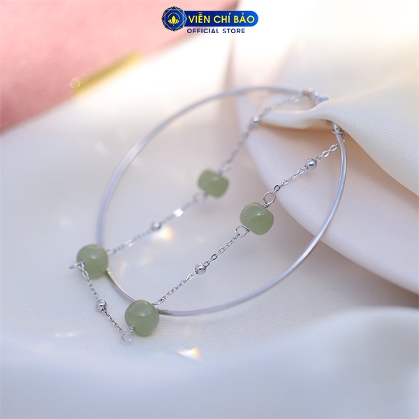 Lắc tay bạc nữ  mix đá xanh lá chất liệu bạc 925 thời trang phụ kiện trang sức Viễn Chí Bảo L000328