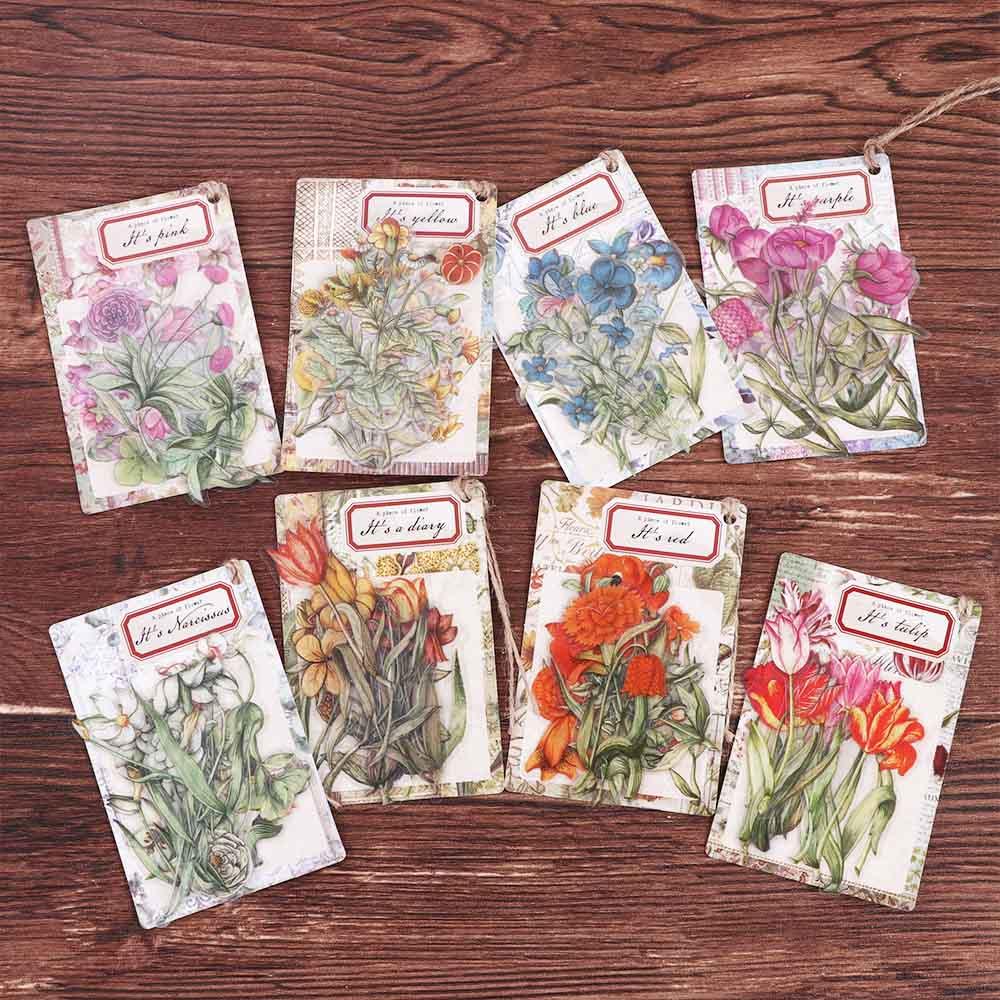 Miếng Dán PET Chống Thấm Nước Họa Tiết Hoa Trang Trí Sổ Tay DIY