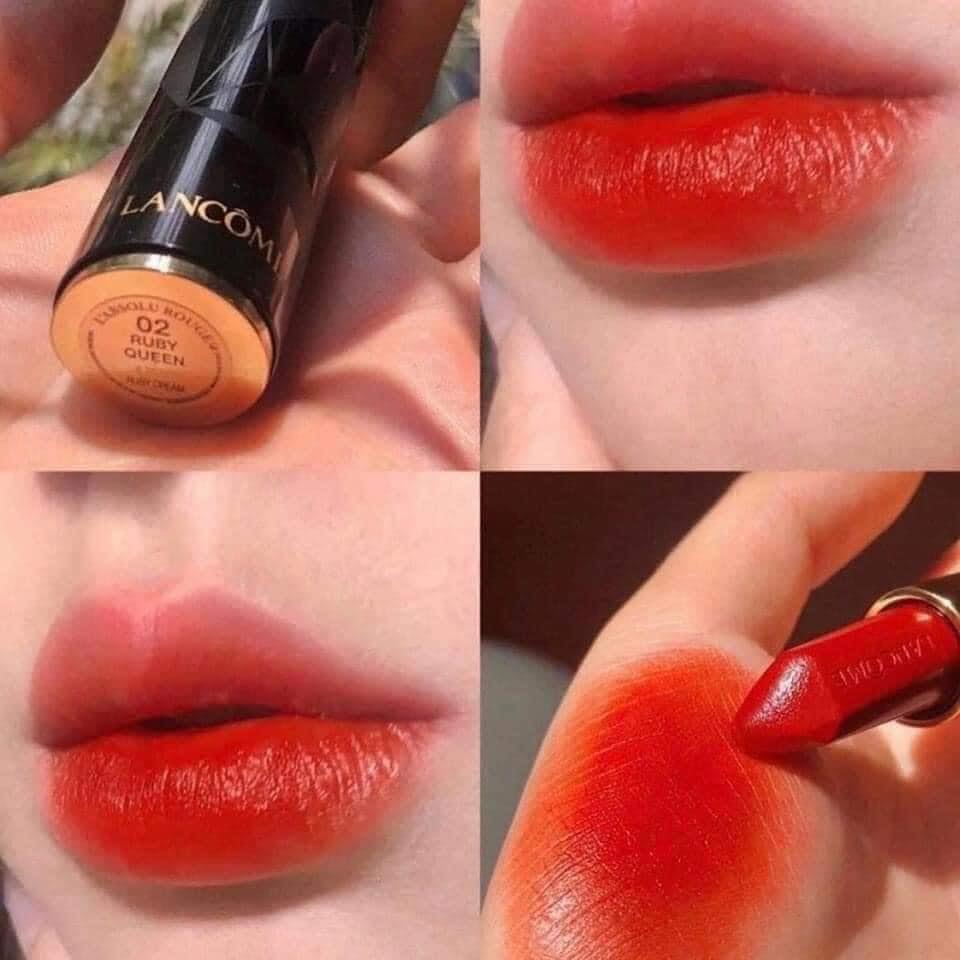 Son Lancome 02 Màu Ruby Queen - cam cháy - Hàng chính hãng