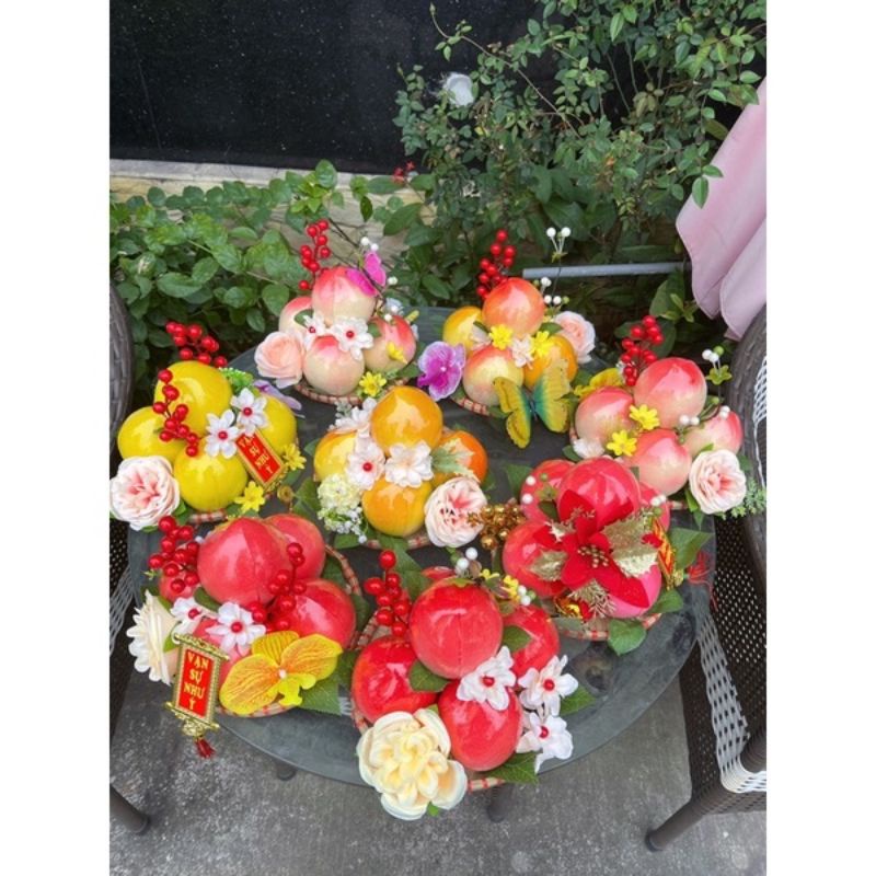 Set oản đào 5 quả đã trang trí