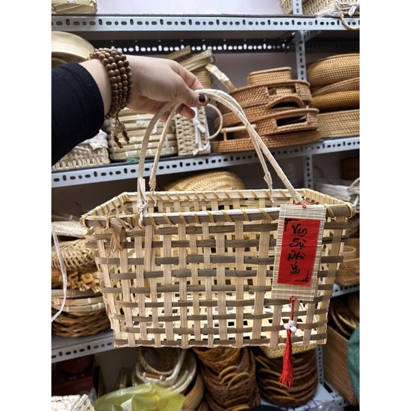 Làn tre, giỏ tre loại tre cật già cứng cáp chắc chắn đựng đồ quà biếu ảnh thật shop Mây tre đan Anh Thư