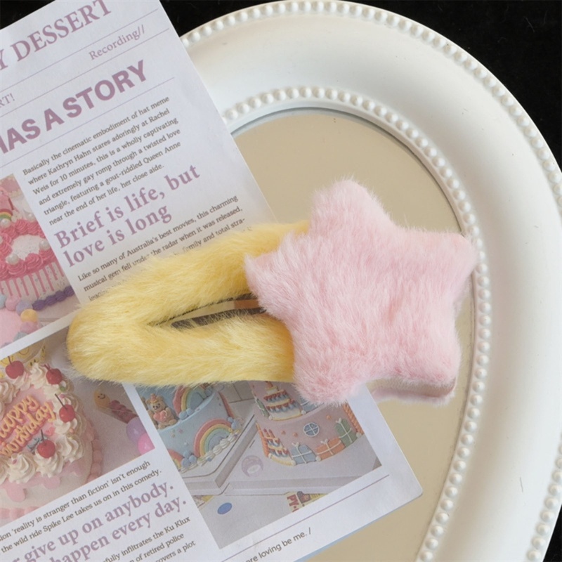 Kẹp Tóc Ngôi Sao Mini Phối Lông Nhung Dễ Thương Xinh Xắn Y2K