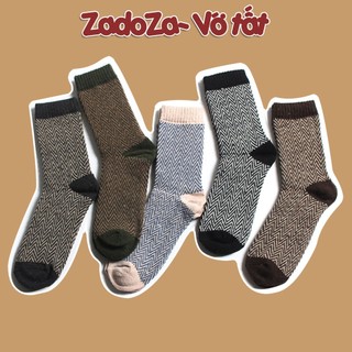 Bộ 5 tất vớ dài Nam cổ cao cấp đi giày công sở họa tiết xương cá thổ cẩm