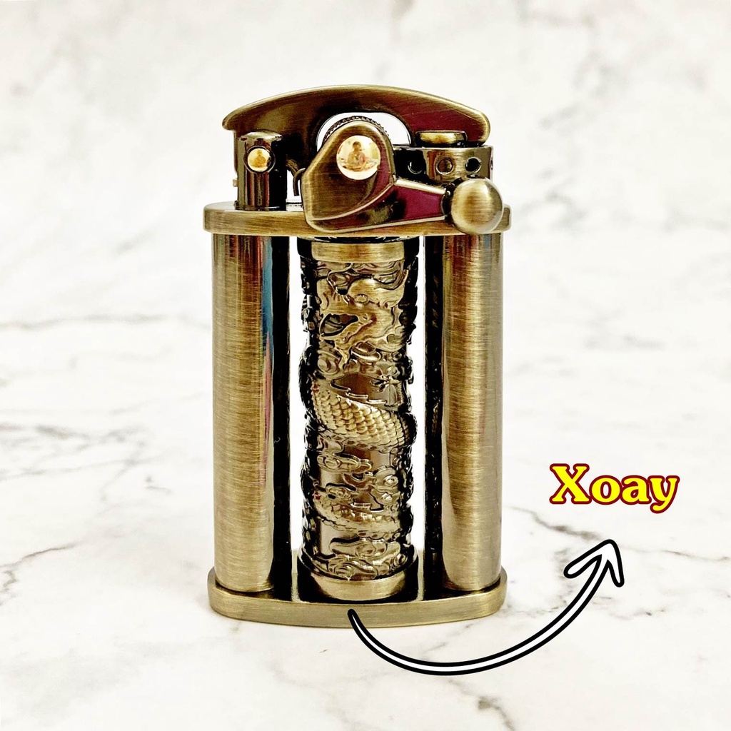 FREESHIP - bật-lửa-hộp-quẹt ZORRO búng tay đánh lửa hình trụ rồng xoay Z629 FULLBOX #ĐEN