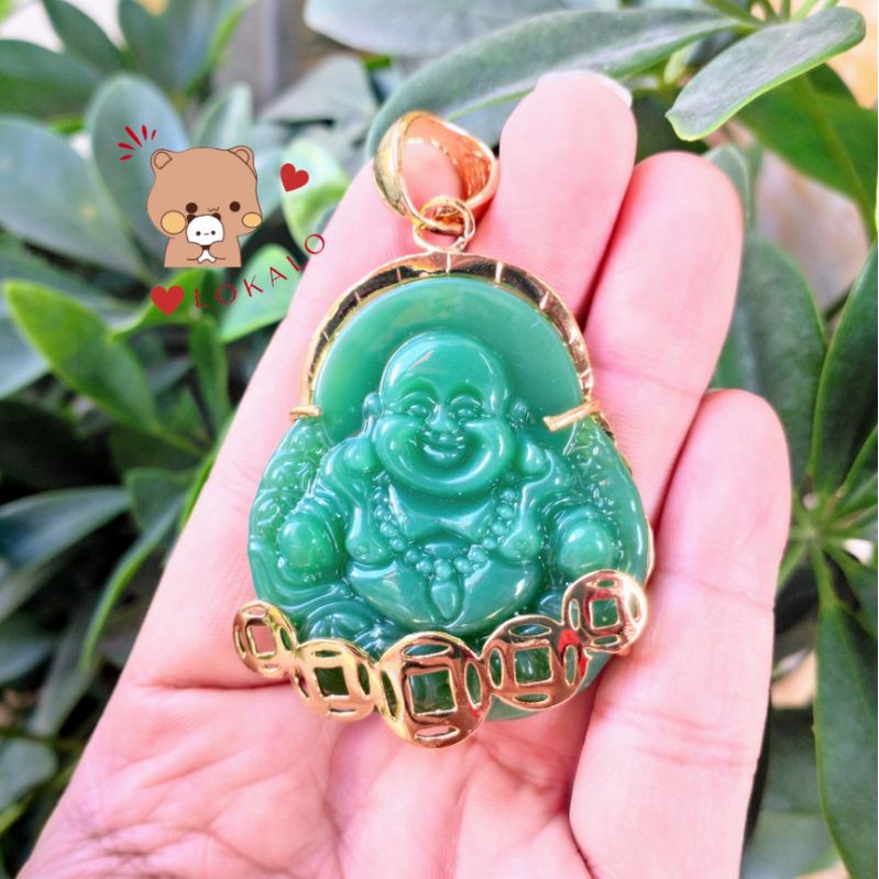 Mặt Dây Chuyền Phật Di Lặc Kim Tài Đá Xanh Hoặc Đỏ Đeo May Mắn Phát Tài Phát Lộc Lokalo - 3.1.23