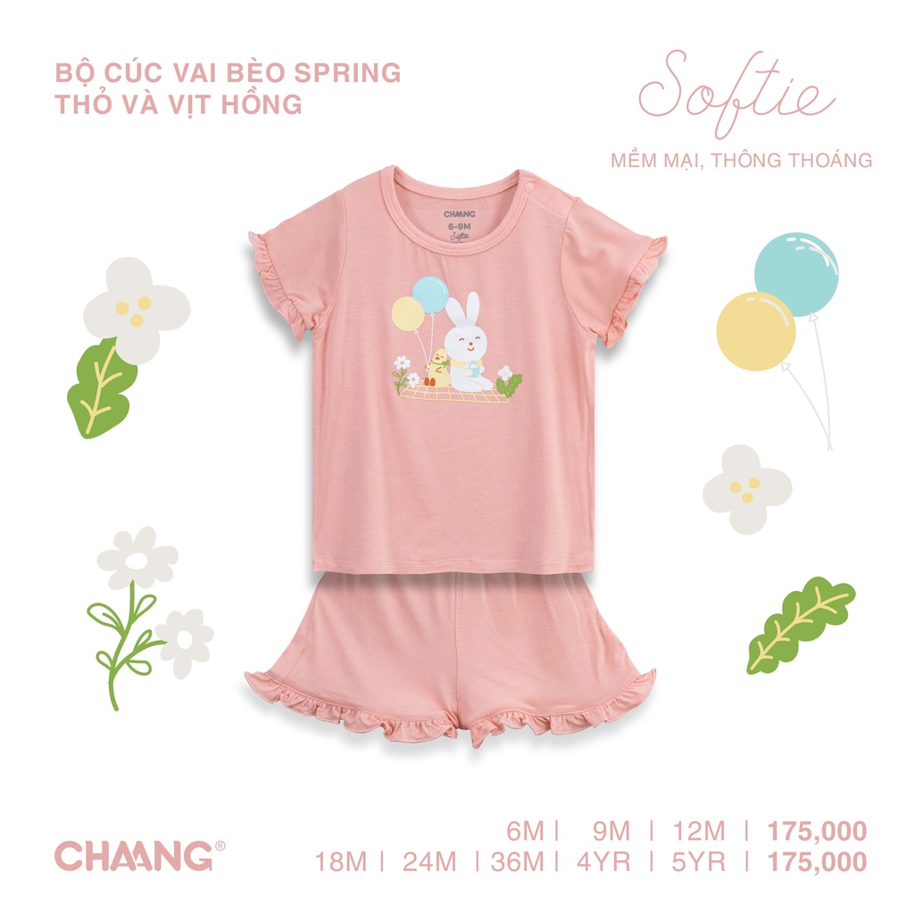 [CHAANG] Bộ cúc vai bèo Spring thỏ và vịt hồng