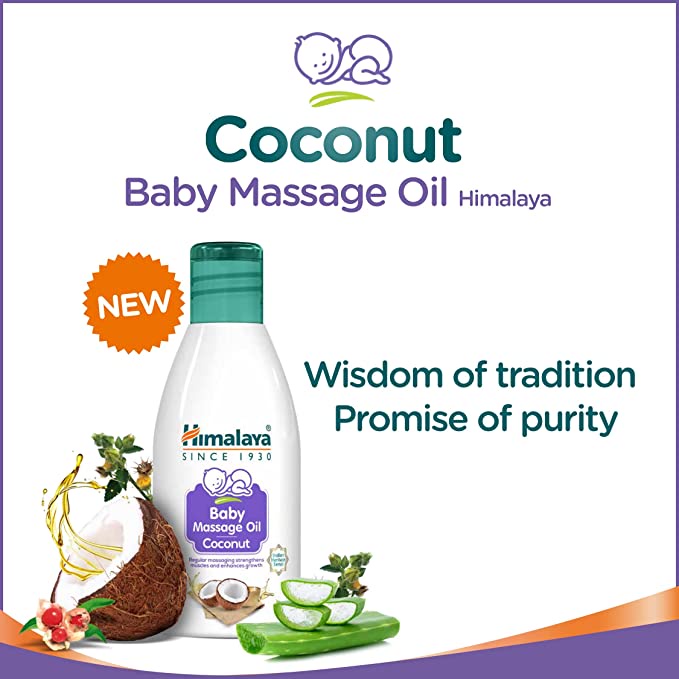 Dầu massage dưỡng ẩm, chăm sóc da cho bé Himalaya Baby Massage Oil Coconut 100ml