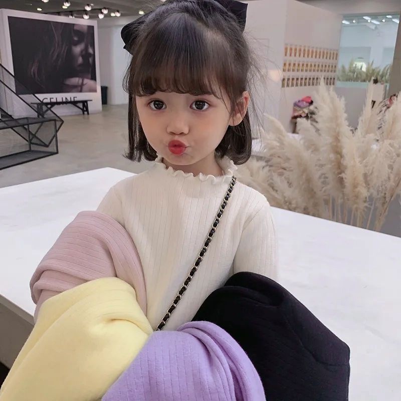 Áo Thun Dài Tay Vải Lông Dày Thời Trang Thu Đông Mới Cho Bé Gái