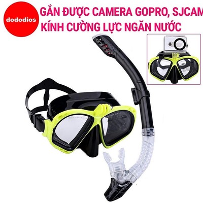 Kính Lặn Biển Ống Thở Dododios Với 2 Van Ngăn Nước 100%, Mặt Nạ Lặn Với Mắt Kính Cường Lực