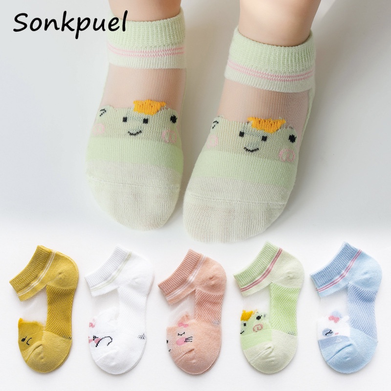 Set 5 Đôi Vớ Cotton Phối Lưới Thoáng Khí Dành Cho Các Bé