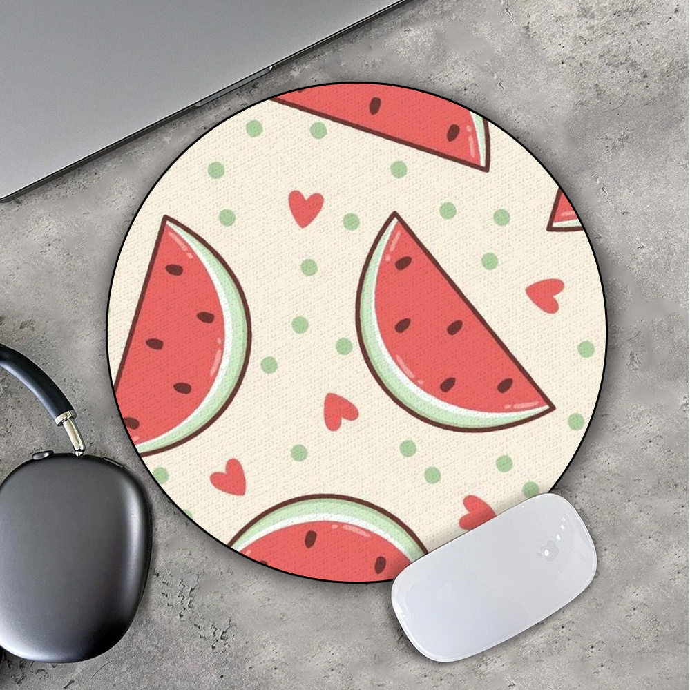 Lót Chuột Gaming in hình Họa Tiết Miếng Dưa Hấu Đỏ Chót Pad decor bàn làm việc chơi game size 35cm