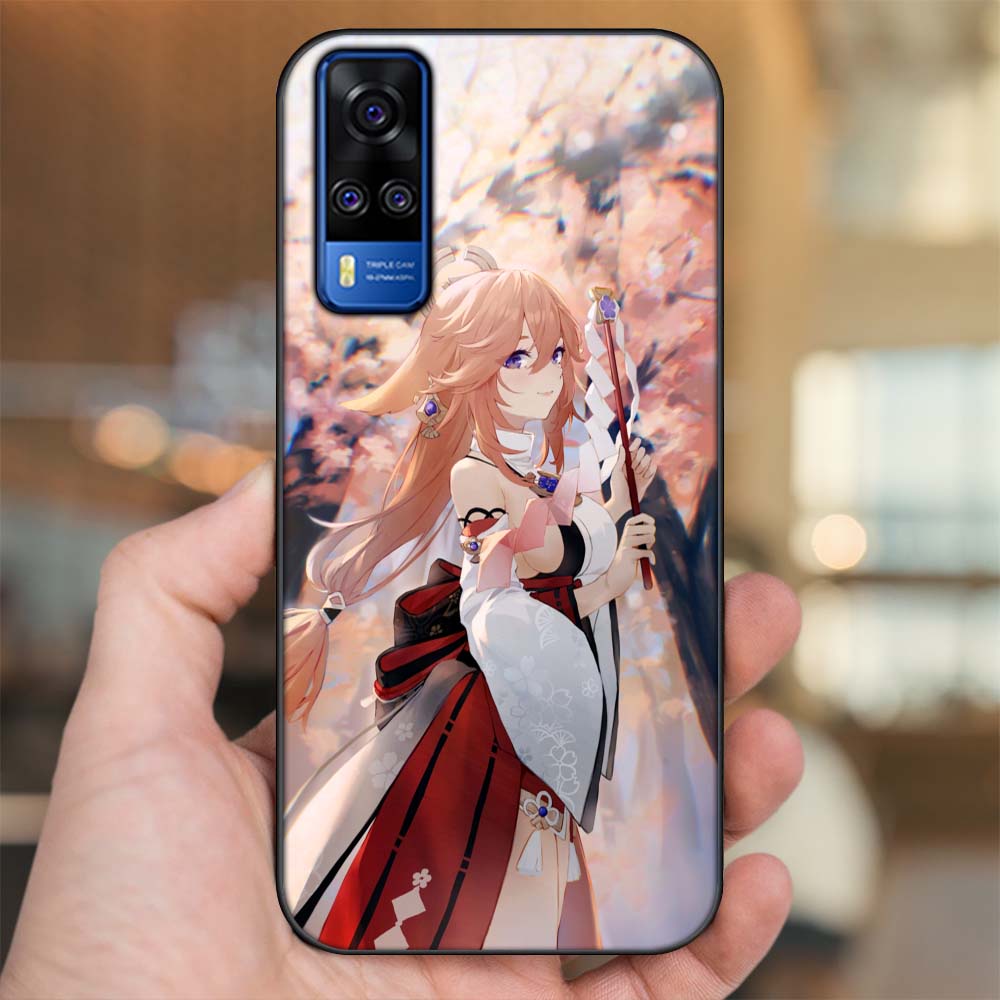 Ốp lưng Vivo Y51S viền đen in hình Yae Miko Genshin Impact