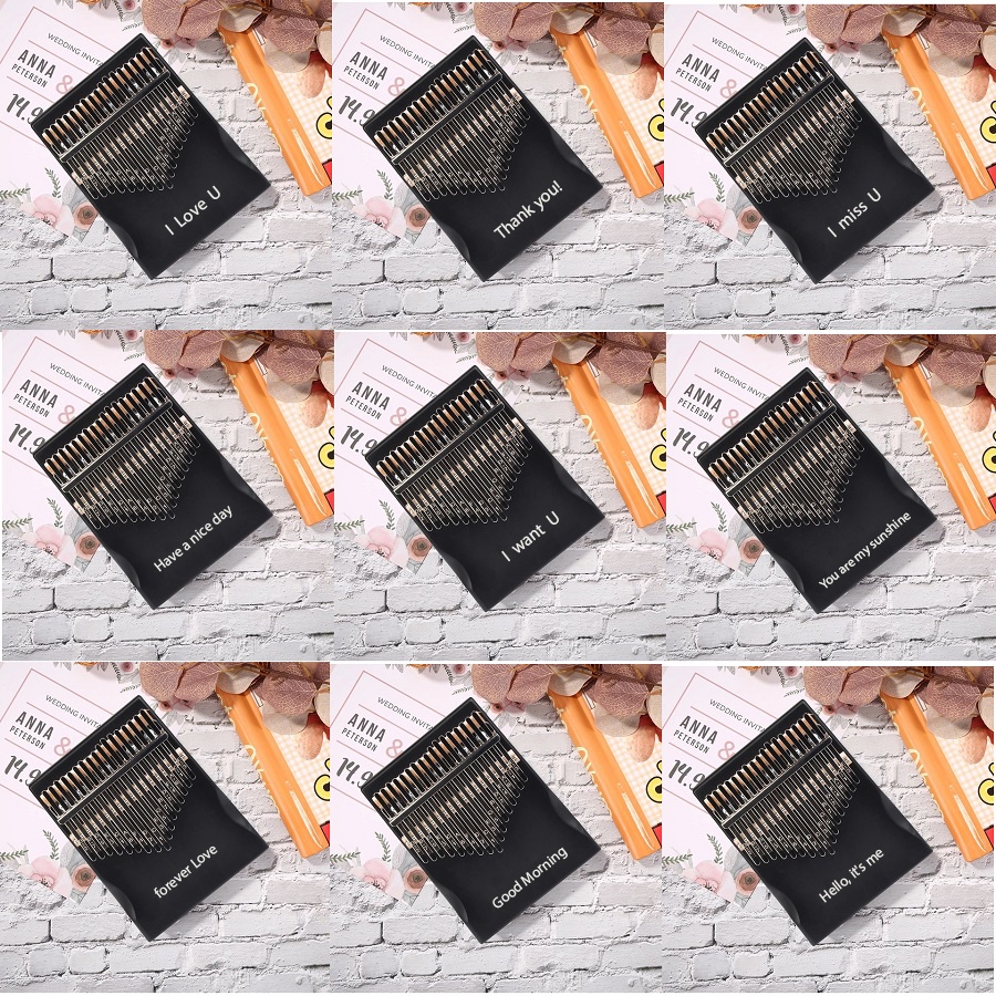 BST Đàn kalimba gỗ đen huyền bí khắc hình cao cấp Leafmusic LF036 Máy ảnh không gương lật
