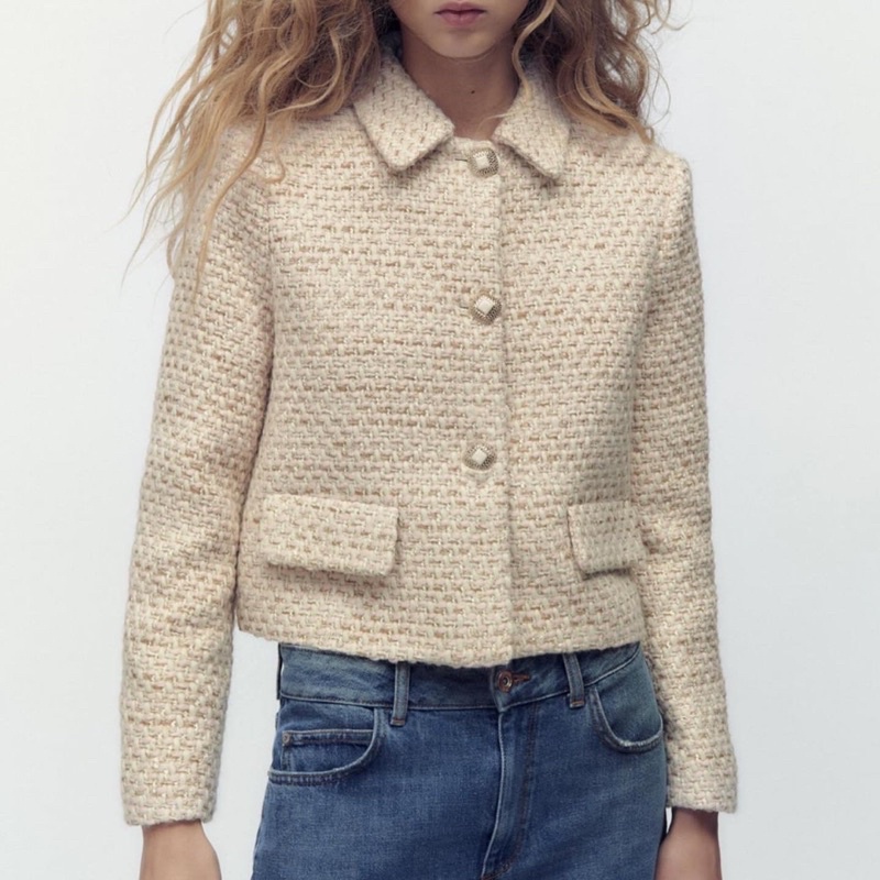 Áo khoác tweed mix màu za.ra
