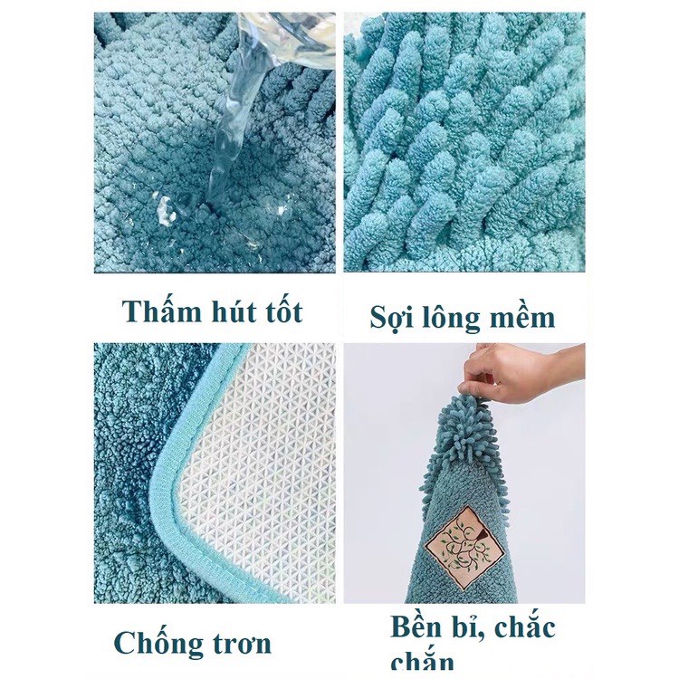 Thảm chùi chân lông dài SỢI SAN HO, phong cách Châu Âu, thấm hút nước tốt
