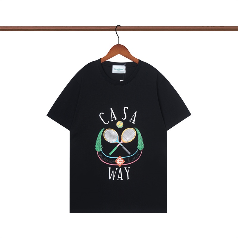 Áo Thun Cotton Tay Ngắn In Chữ Vợt Tennis Casablanca Phong Cách Thể Thao Cho Nam Và Nữ